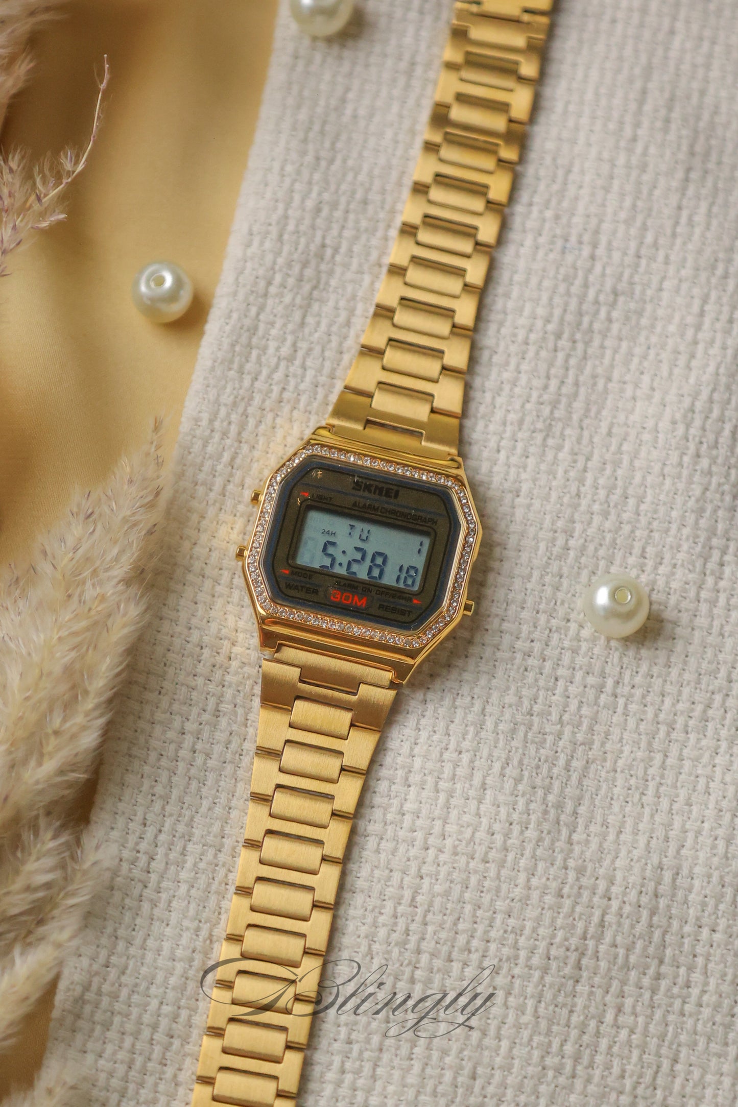 Skmei Vintage Golden Stones